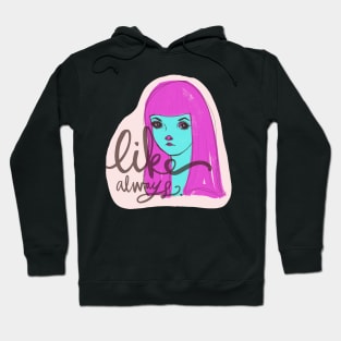 Cute Girl With Pink Girl: Artistic Drawing Portrait Hoodie